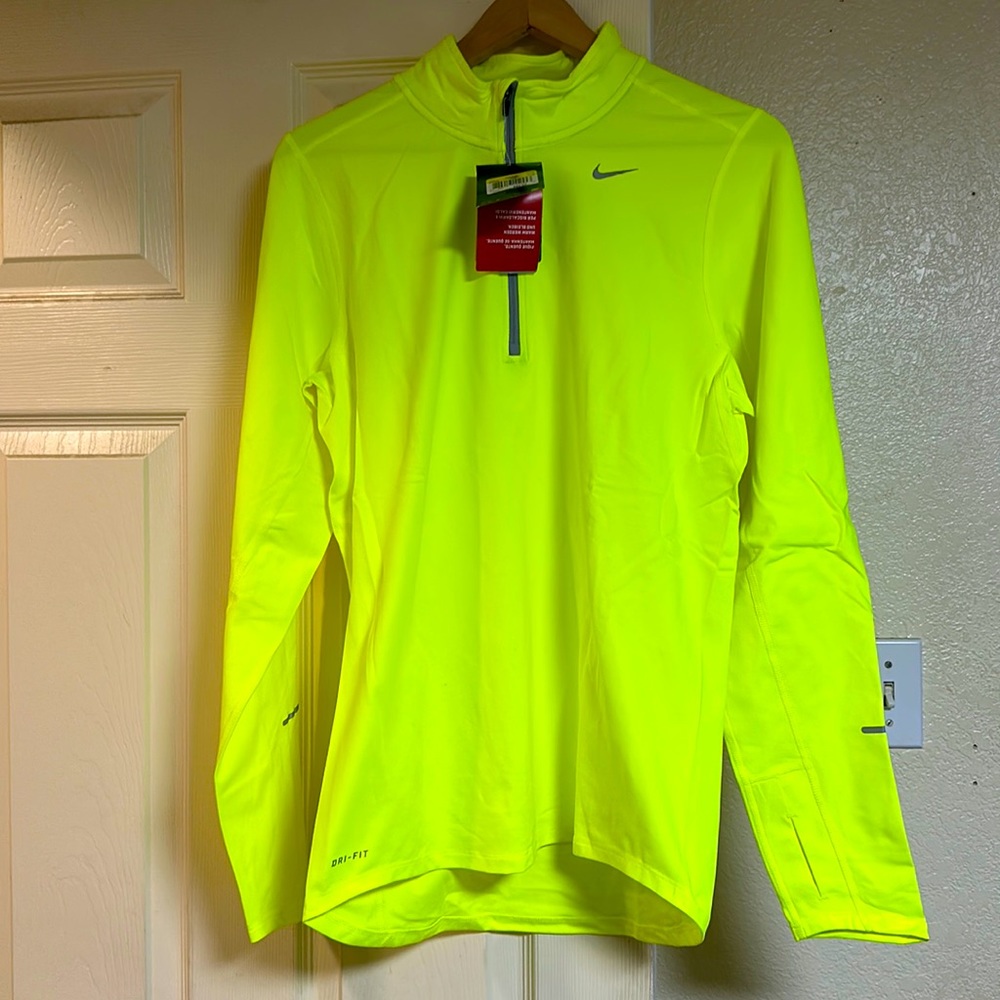 Nike mens dri-fit long sleeve in highlighter yellow